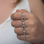 BlackCraft ​Gümüş Yuvarlak Zultanit Taşlı Kadın Bileklik (BC-F0B922)