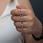 BlackCraft ​925 Ayar Gümüş Kare Zultanit Taşlı Kadın Bileklik (BC-187BB3)