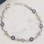 BlackCraft 925 Ayar Gümüş Kelebek Nazar Kadın Bileklik (BC-FCB021)