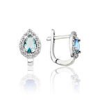 BlackCraft Gümüş Turkuaz Taşlı Damla J Kadın Küpe (BC-96FC89)