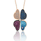 BlackCraft 925 Ayar Gümüş Rose Dört Yapraklı Yonca Kadın Kolye (BC-21077C)