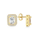 BlackCraft Gümüş Gold Beyaz Baget Taşlı Çivili Kadın Küpe (BC-FA11AE)