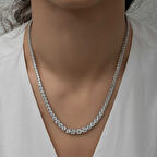 BlackCraft Gümüş Süzme Beyaz Taşlı Su Yolu Kadın Kolye (BC-0902F0)