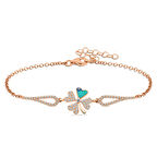 BlackCraft 925 Ayar Gümüş Rose Nazarlı Yonca Kadın Bileklik (BC-6E3AF9)