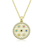 BlackCraft 925 Ayar Gümüş Renkli Taşlı Yaşam Çiçeği Kadın Gümüş Kolye (BC-329F9D)