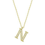 BlackCraft 925 Ayar Gümüş Gold N Harfi Kadın Gümüş Kolye (BC-D0FAC3)