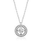 BlackCraft 925 Ayar Gümüş Minimal Yuvarlak Tektaş Kadın Gümüş Kolye (BC-925959)