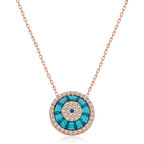 BlackCraft 925 Ayar Gümüş Rose Camgöz Nazar Kadın Gümüş Kolye (BC-ACB5A9)