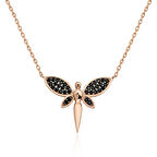 BlackCraft ​Gümüş Rose Siyah Yusufçuk Kadın Kolye (BC-C2210F)