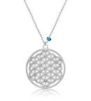 BlackCraft 925 Ayar Gümüş Nazar Gözlü Yaşam Çiçeği Kadın Gümüş Kolye (BC-DE34C5)