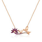 BlackCraft 925 Ayar ​Gümüş Rose Anne Ve Yavru Kuş Kadın Gümüş Kolye (BC-E09C51)