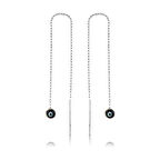 BlackCraft 925 Ayar Gümüş Zincirli Lacivert Nazar Küpe (BC-402A0B)