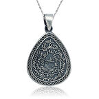 BlackCraft 925 Ayar Gümüş Kıtmir Duası Damla Gümüş Kolye (BC-6C7162)