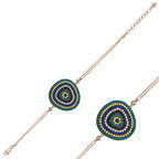 BlackCraft 925 Ayar Gümüş Rose Damla Nazar Bileklik (BC-8DD48C)