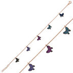 BlackCraft 925 Ayar Gümüş Rose Kelebek Bileklik (BC-A90E75)