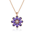 BlackCraft 925 Ayar Gümüş Mor Çiçek Kadın Gümüş Kolye (BC-EEE9BC)