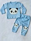 ERKEK BEBEK MAVİ PANDA NAKIŞLI PENYE TAKIM