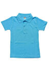 Kız Erkek Çocuk Unisex Polo Yaka  Mavi t-shirt , Okul Tişörtü