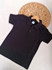 SİYAH Kısa Kollu Polo Yaka Çocuk T-Shirt Okul ,Bayram Tişört