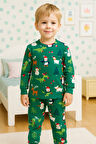 YEŞİL PENGUENLİ % 100 PAMUKLU PENYE ÇOCUK PİJAMA TAKIMI