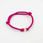 Altın Küp Pembe İpli Bileklik 14 Ayar