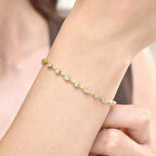 Sıra Taşlı Tektaş Damla Altın Bileklik