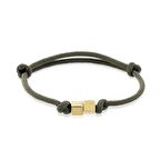 Altın İki Küplü Yeşil İpli Bileklik 14 Ayar