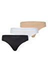 BS1575Y Kadın Beyaz + Ten + Siyah Slip Külot 3'lü Paket Essential