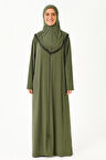 Kendinden Örtülü Fermuarlı Namaz Elbisesi – Yeşil