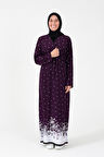 Noktalı Çiçek Desen Kruvaze Namaz Elbisesi – %100 Viskon, Yandan Bağlamalı, Rahat Kalıp 36-46 Beden