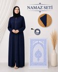 Kadın Namaz Seti Fermuarlı Viskon Namaz Elbisesi Örtü İnci Tesbih Seccade M1001