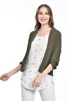 Modkofoni İnci Detaylı Haki Kadın Krep Bluz