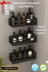3 lü Banyo Düzenleyici Organizer Şampuanlık Havlupan Askısı Havluluk Siyah Banyo Duş Mutfak Rafı