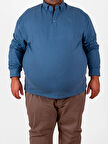 Büyük Beden Erkek Mavi Sweatshirt