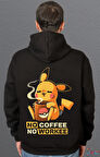 Bumeta Pokemon Pikachu Pikaçu No Coffee No Workee Sweatshirt Unisex Kapüşonlu Hoodie