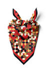 C120 Kadın Kırmızı  Sarmal Yaprak Desenli 50x50 Bandana HYL DG0747-22