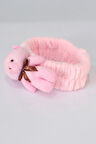 Ayıcıklı Peluş Bandana Saç Bandı Pembe 0-10 Yaş