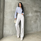 Çizgili Kapaklı Kadın Gömlek