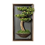 Bonsai Tablaeu - 5 - Mdf Plaka Üzerinde Çerçeveli 3 Boyutlu Yapay Ağaç Tablosu 33x60 Cm