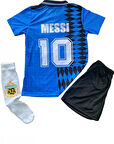 Bite Nose Çocuk Dünya Kupası 1994 Messi Arjantin Milli Takım Halı Saha Forması Tişört Çoraplı 3lü Set
