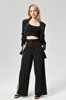 Kadın Şerit Detaylı Palazzo Pantolon