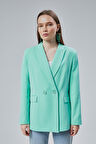 Kadın Salaş Kesim Astarlı Dokuma Blazer Ceket