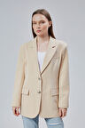Kadın Oversize Astarlı Dokuma Blazer Ceket