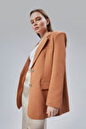 Kadın Oversize Astarlı Dokuma Blazer Ceket