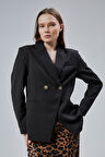 Kadın Kruvaze Kapama Oversize Blazer Ceket