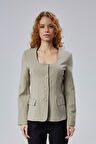 Kadın Regular Kare Yaka Dokuma Ceket