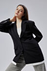 Siyah Oversize Uzun Blazer Ceket