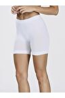 Kadın Beyaz Dikişsiz Şort Tayt