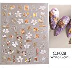 BORN PRETTY ÇİÇEK DESENLİ BEYAZ GOLD STICKER