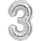 Benim Marifetlerim 3 Rakamı Gümüş Folyo Balon 34 inch 86 cm
